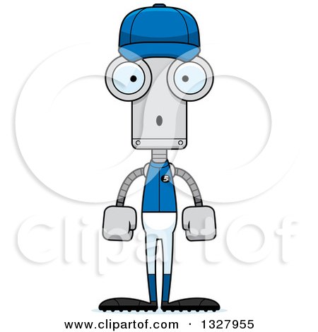 Clipart of a Cartoon Skinny Surprised Baseball Robot - Royalty Free Vector Illustration by Cory Thoman