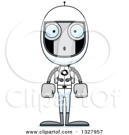 Clipart of a Cartoon Skinny Surprised Astronaut Robot - Royalty Free Vector Illustration by Cory Thoman