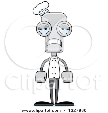 Clipart of a Cartoon Skinny Sad Chef Robot - Royalty Free Vector Illustration by Cory Thoman