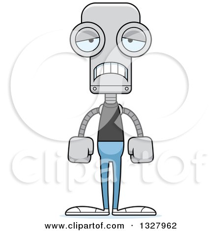 Clipart of a Cartoon Skinny Sad Casual Robot - Royalty Free Vector Illustration by Cory Thoman