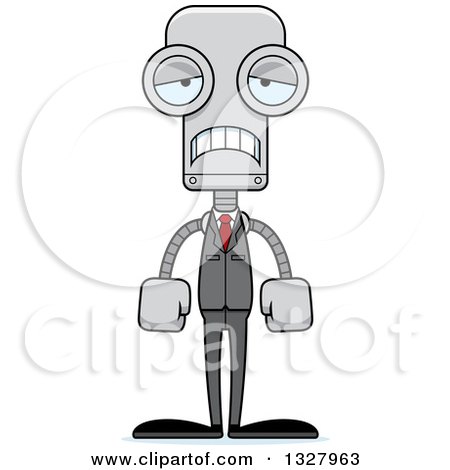 Clipart of a Cartoon Skinny Sad Business Robot - Royalty Free Vector Illustration by Cory Thoman
