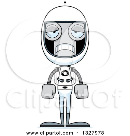 Clipart of a Cartoon Skinny Sad Astronaut Robot - Royalty Free Vector Illustration by Cory Thoman