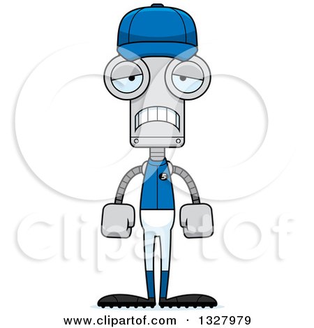 Clipart of a Cartoon Skinny Sad Baseball Robot - Royalty Free Vector Illustration by Cory Thoman
