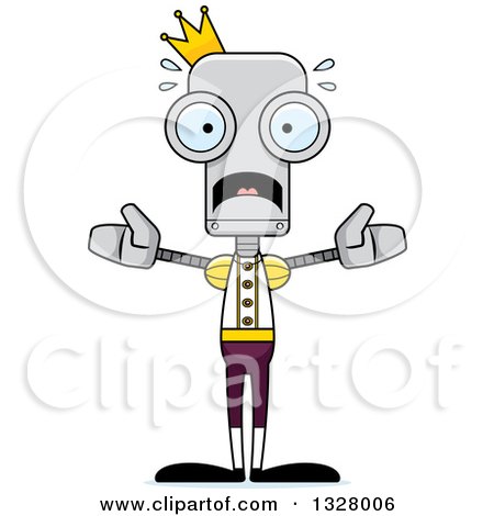 Clipart of a Cartoon Skinny Scared Robot Prince - Royalty Free Vector Illustration by Cory Thoman