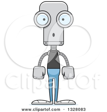 Clipart of a Cartoon Skinny Surprised Casual Robot - Royalty Free Vector Illustration by Cory Thoman