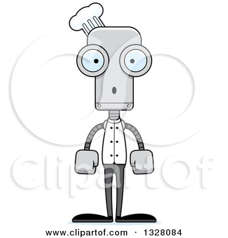 Clipart of a Cartoon Skinny Surprised Chef Robot - Royalty Free Vector Illustration by Cory Thoman