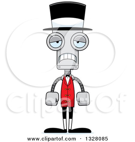 Clipart of a Cartoon Skinny Sad Robot Circus Ringmaster - Royalty Free Vector Illustration by Cory Thoman