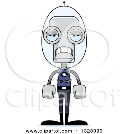 Clipart of a Cartoon Skinny Sad Futuristic Space Robot - Royalty Free Vector Illustration by Cory Thoman