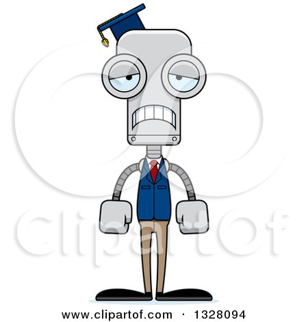 Clipart of a Cartoon Skinny Sad Robot Professor - Royalty Free Vector Illustration by Cory Thoman
