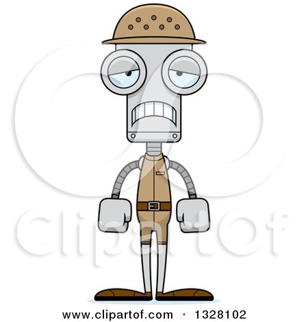 Clipart of a Cartoon Skinny Sad Zookeeper Robot - Royalty Free Vector Illustration by Cory Thoman
