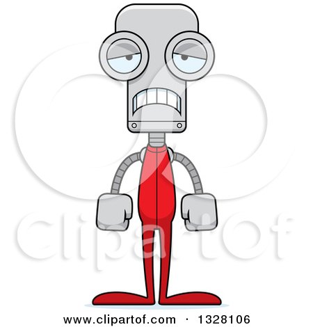 Clipart of a Cartoon Skinny Sad Robot in Pjs - Royalty Free Vector Illustration by Cory Thoman
