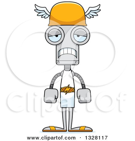Clipart of a Cartoon Skinny Sad Robot Hermes - Royalty Free Vector Illustration by Cory Thoman