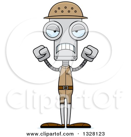 Clipart of a Cartoon Skinny Mad Zookeeper Robot - Royalty Free Vector Illustration by Cory Thoman