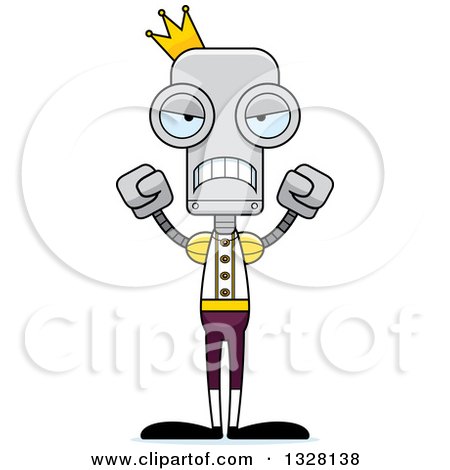Clipart of a Cartoon Skinny Mad Robot Prince - Royalty Free Vector Illustration by Cory Thoman