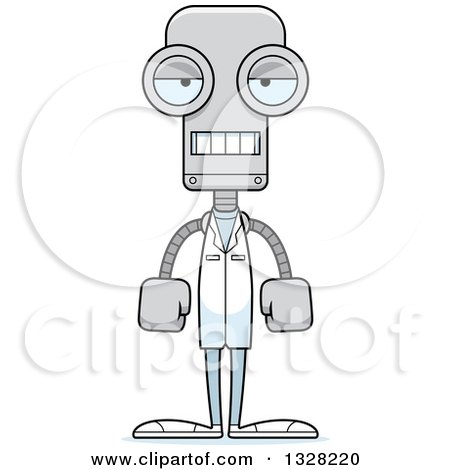 Clipart of a Cartoon Skinny Mad Robot Doctor - Royalty Free Vector Illustration by Cory Thoman