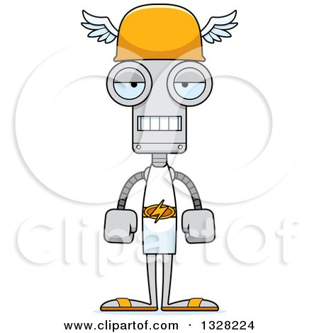 Clipart of a Cartoon Skinny Mad Hermes Robot - Royalty Free Vector Illustration by Cory Thoman
