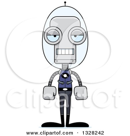 Clipart of a Cartoon Skinny Bored Space Robot - Royalty Free Vector Illustration by Cory Thoman