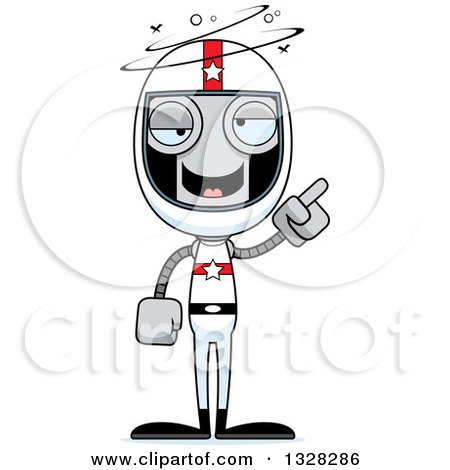 Clipart of a Cartoon Skinny Drunk or Dizzy Race Car Driver Robot - Royalty Free Vector Illustration by Cory Thoman