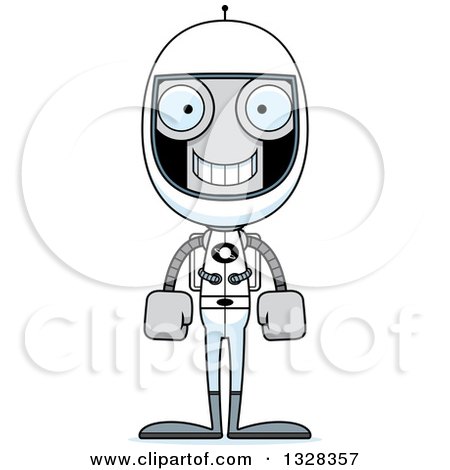 Clipart of a Cartoon Skinny Happy Robot Astronaut - Royalty Free Vector Illustration by Cory Thoman