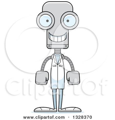 Clipart of a Cartoon Skinny Happy Robot Doctor - Royalty Free Vector Illustration by Cory Thoman