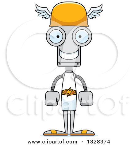 Clipart of a Cartoon Skinny Happy Robot Hermes - Royalty Free Vector Illustration by Cory Thoman