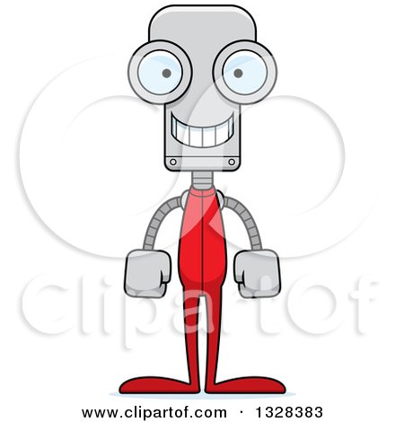 Clipart of a Cartoon Skinny Happy Robot in Pajamas - Royalty Free Vector Illustration by Cory Thoman