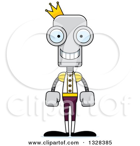 Clipart of a Cartoon Skinny Happy Robot Prince - Royalty Free Vector Illustration by Cory Thoman