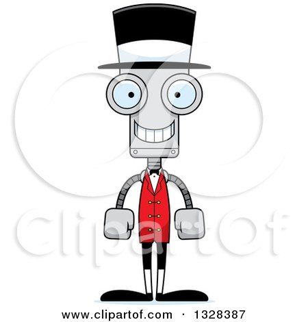 Clipart of a Cartoon Skinny Happy Robot Circus Ringmaster - Royalty Free Vector Illustration by Cory Thoman