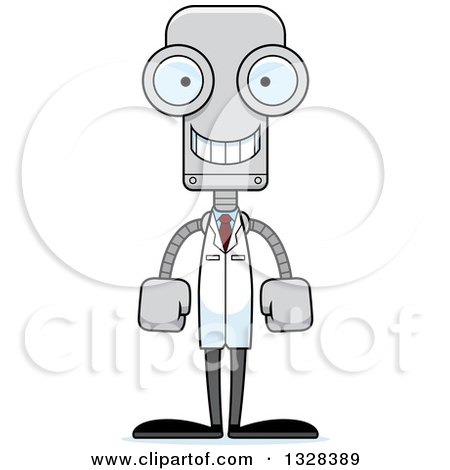 Clipart of a Cartoon Skinny Happy Robot Scientist - Royalty Free Vector Illustration by Cory Thoman