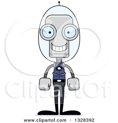 Clipart of a Cartoon Skinny Happy Futuristic Space Robot - Royalty Free Vector Illustration by Cory Thoman