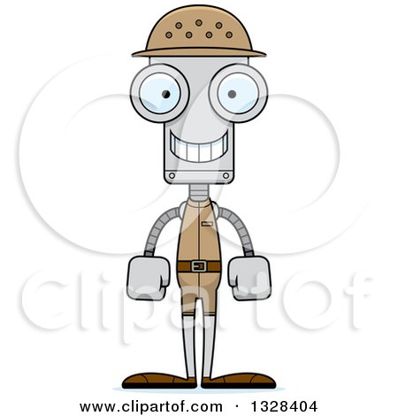 Clipart of a Cartoon Skinny Happy Robot Zookeeper - Royalty Free Vector Illustration by Cory Thoman