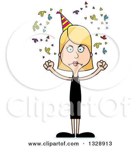 Clipart of a Cartoon Angry Tall Skinny White Party Woman - Royalty Free Vector Illustration by Cory Thoman