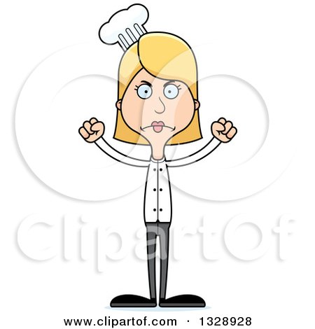 Clipart of a Cartoon Angry Tall Skinny White Woman Chef - Royalty Free Vector Illustration by Cory Thoman