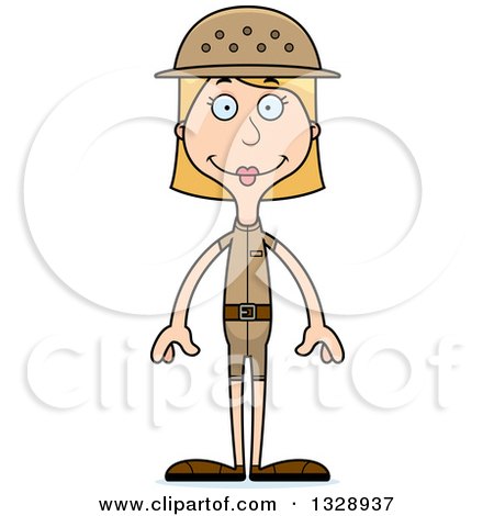 Clipart of a Cartoon Happy Tall Skinny White Woman Zookeeper - Royalty Free Vector Illustration by Cory Thoman