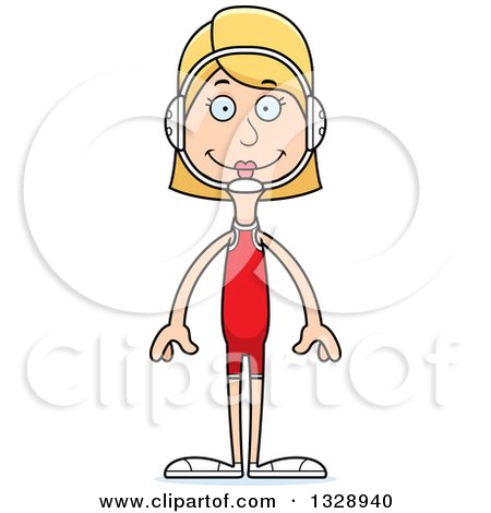 Clipart of a Cartoon Happy Tall Skinny White Woman Wrestler - Royalty Free Vector Illustration by Cory Thoman