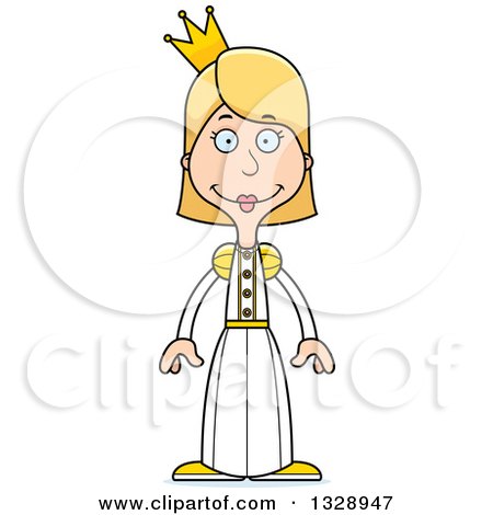 Clipart of a Cartoon Happy Tall Skinny White Woman Princess - Royalty Free Vector Illustration by Cory Thoman