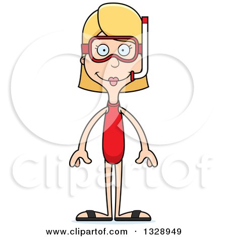 Clipart of a Cartoon Happy Tall Skinny White Woman in Snorkel Gear - Royalty Free Vector Illustration by Cory Thoman