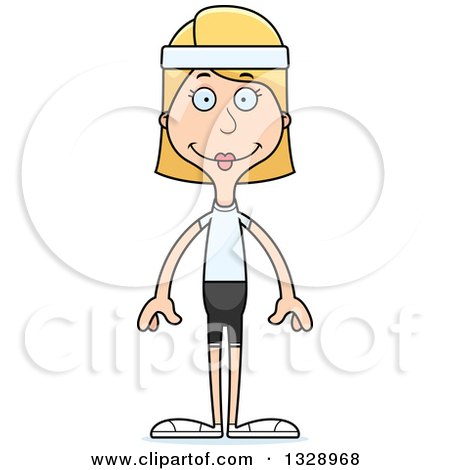 Clipart of a Cartoon Happy Tall Skinny White Fit Woman - Royalty Free Vector Illustration by Cory Thoman