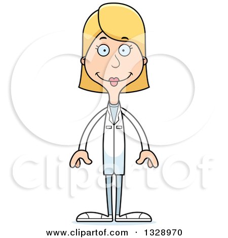 Clipart of a Cartoon Happy Tall Skinny White Woman Doctor - Royalty Free Vector Illustration by Cory Thoman
