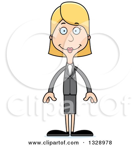 Clipart of a Cartoon Happy Tall Skinny White Business Woman - Royalty Free Vector Illustration by Cory Thoman