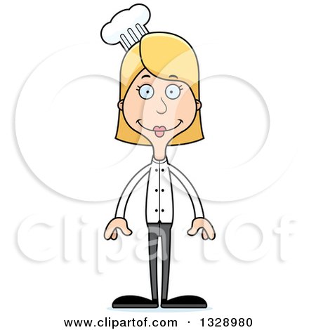Clipart of a Cartoon Happy Tall Skinny White Woman Chef - Royalty Free Vector Illustration by Cory Thoman