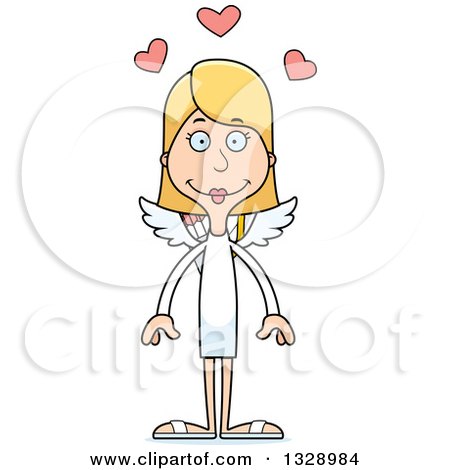 Clipart of a Cartoon Happy Tall Skinny White Woman Cupid - Royalty Free Vector Illustration by Cory Thoman
