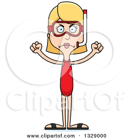 Clipart of a Cartoon Angry Tall Skinny White Woman in Snorkel Gear - Royalty Free Vector Illustration by Cory Thoman