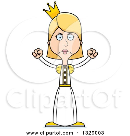Clipart of a Cartoon Angry Tall Skinny White Woman Princess - Royalty Free Vector Illustration by Cory Thoman