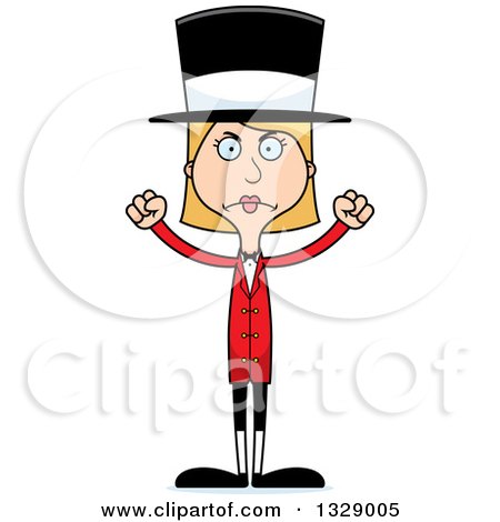 Clipart of a Cartoon Angry Tall Skinny White Woman Circus Ringmaster - Royalty Free Vector Illustration by Cory Thoman