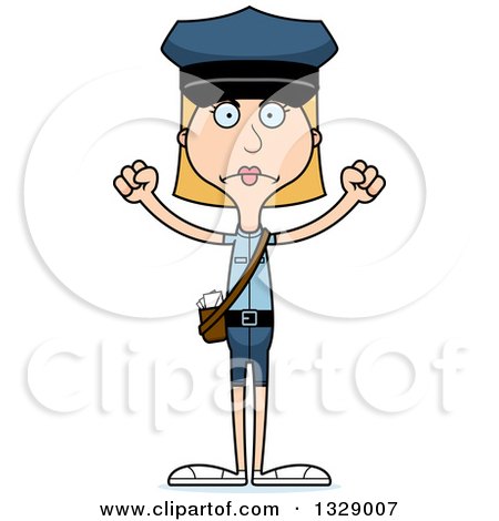 Clipart of a Cartoon Happy Tall Skinny White Woman Mail Worker - Royalty Free Vector Illustration by Cory Thoman