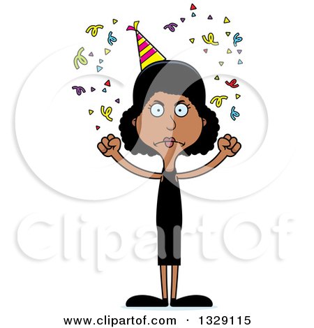 Clipart of a Cartoon Angry Tall Skinny Black Party Woman - Royalty Free Vector Illustration by Cory Thoman