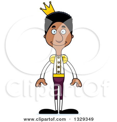 Clipart of a Cartoon Happy Tall Skinny Black Man Prince - Royalty Free Vector Illustration by Cory Thoman