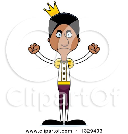 Clipart of a Cartoon Angry Tall Skinny Black Man Prince - Royalty Free Vector Illustration by Cory Thoman