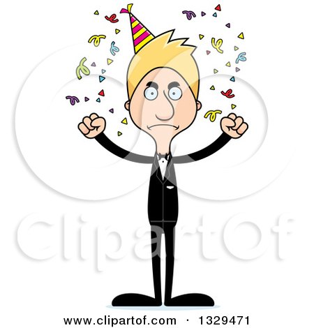 Clipart of a Cartoon Angry Tall Skinny White Party Man - Royalty Free Vector Illustration by Cory Thoman
